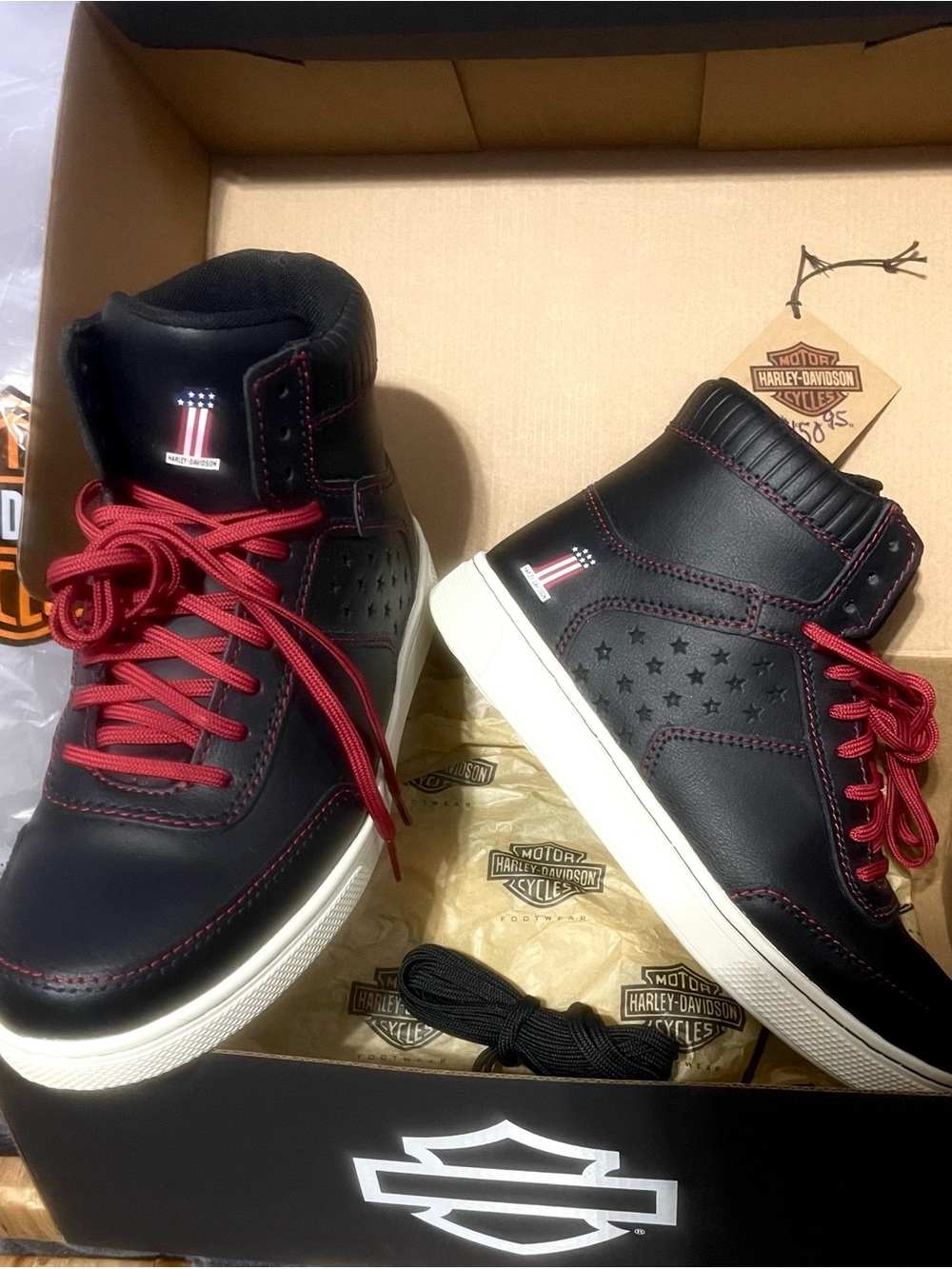 Harley-Davidson Black and Red High-Top Sneakers